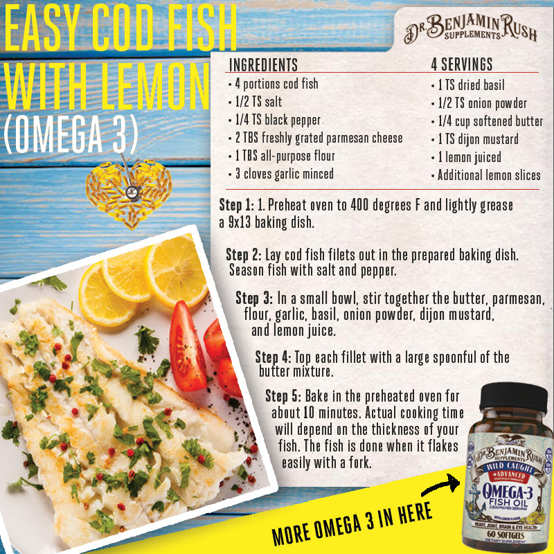 Easy Baked Cod Fish with Lemon - Omega 3